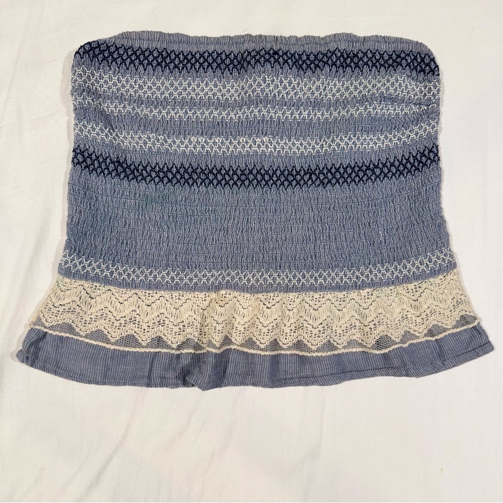 Vintage Y2K Abercrombie & Fitch Textured Blue Tube Top Coquette Bella Swan A&F